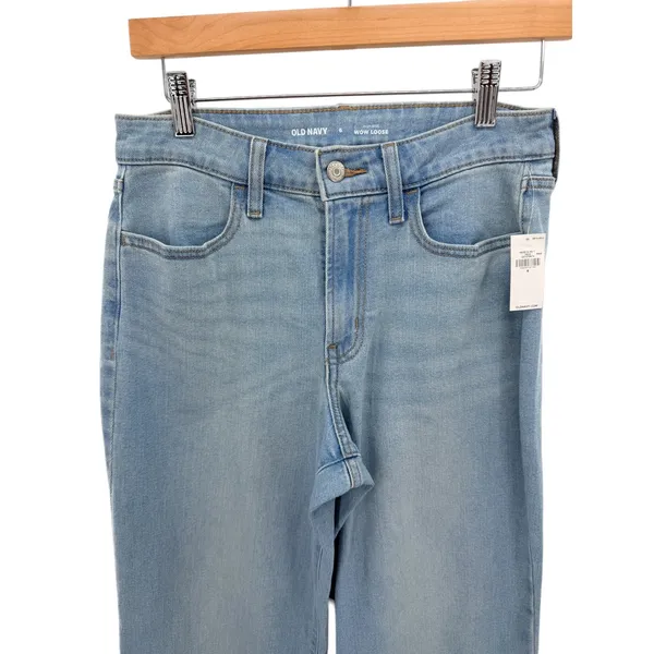 Old Navy Wow Loose High Rise Light Wash Straight Leg Jeans Baggy‎ Womens 6 NWT - Image 2
