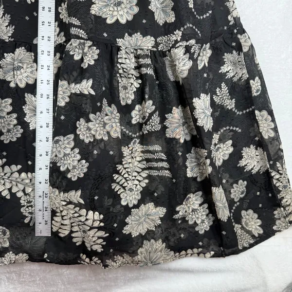 Polagram Black Floral‎ Tiered Maxi Dress Long Sleeve V-Neck Boho PSD3991-A Small - Image 4