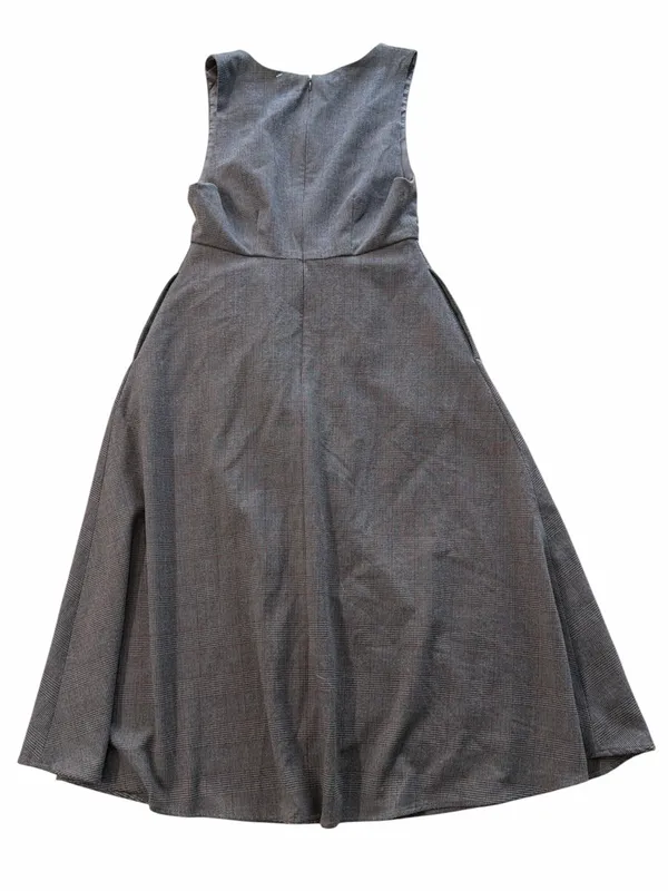 ROPE’ PICNIC Gray Check Plaid Deep V-Neck Jumper Midi Dress - Image 2