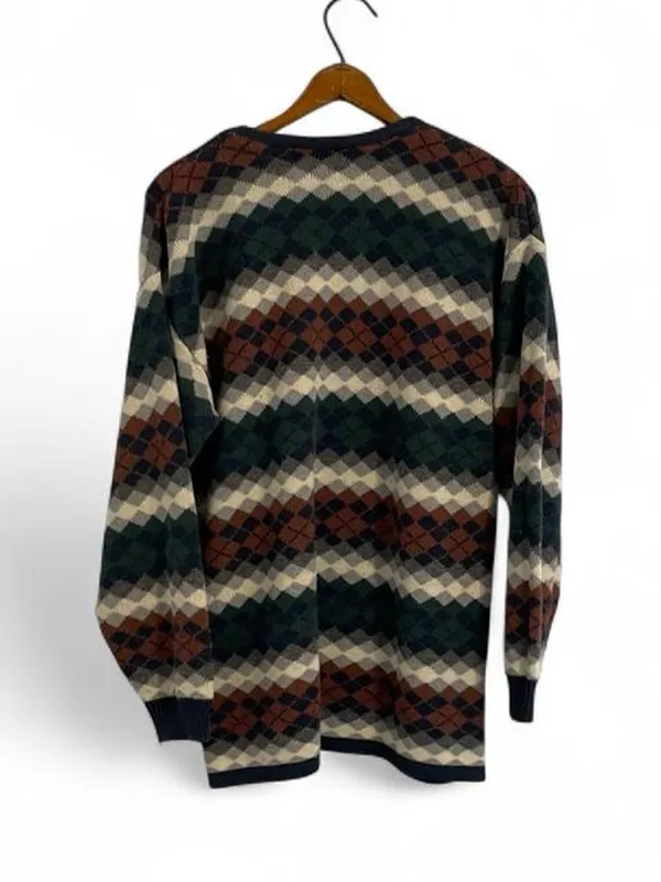 Christopher & Banks Vintage 90s Argyle Diamond Multicolor Women's XL Sweater - Image 3