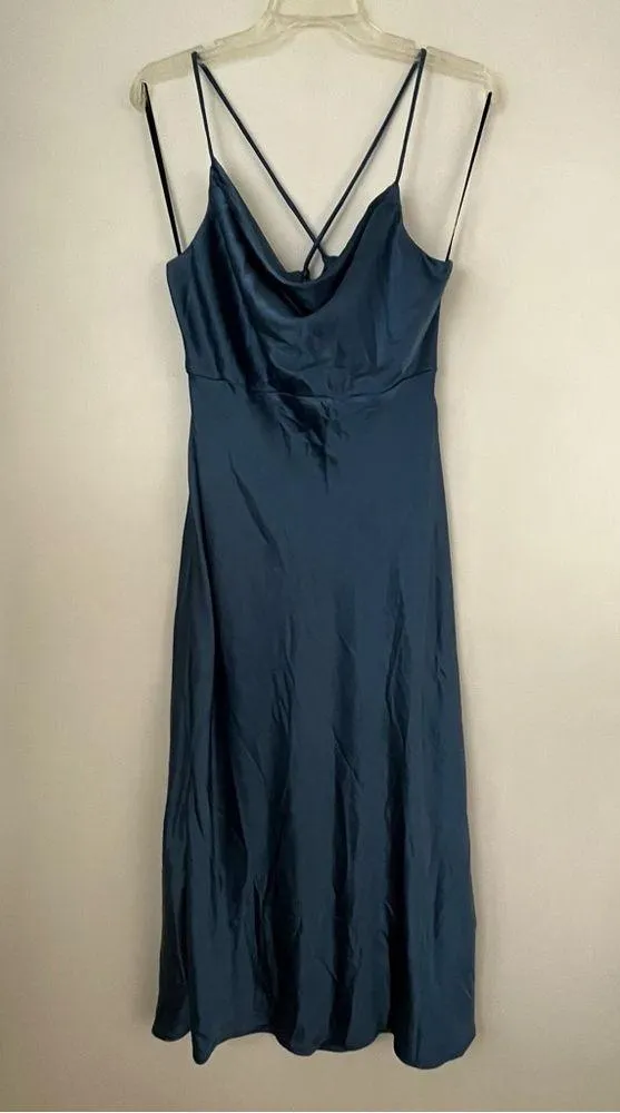 Petal & Pup Kamiya Blue Satin Strappy Back Maxi Dress 10 - Image 9