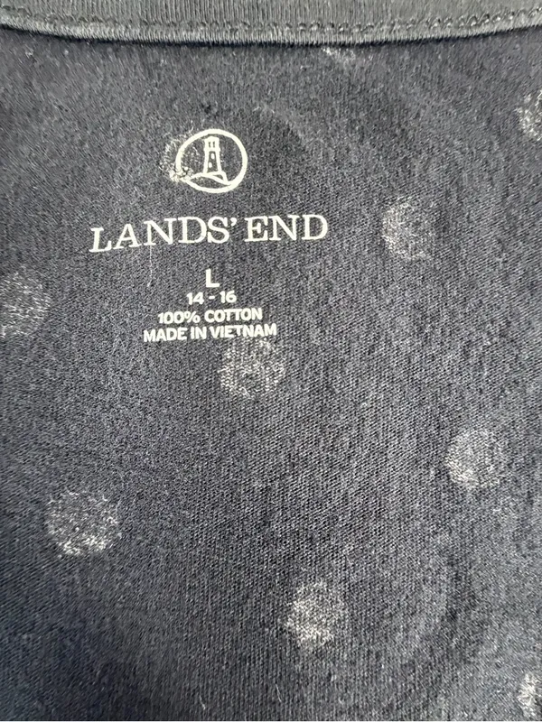 Lands’ End Polka Dot Swing Tank Top Women’s Large 14-16 Black White Cotton‎ - Image 2