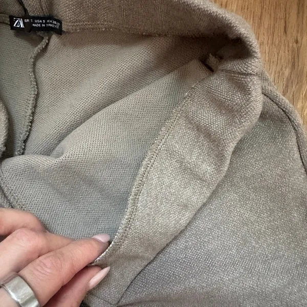Zara Women Taupe Brown Knit Wide Leg Pull On Pants Small NWT - Image 3