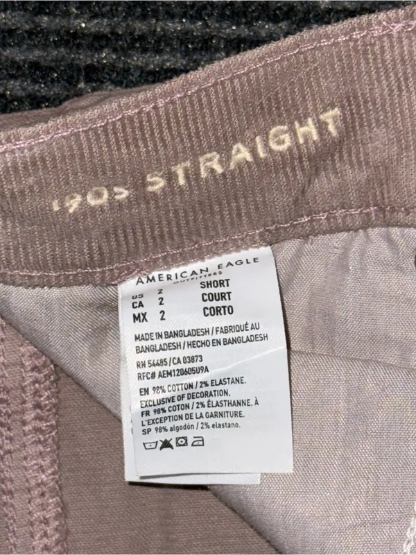 American Eagle NWT 90s Straight Dusty Rose Corduroy Pants Women’s Sz 2 SHORT - Image 8