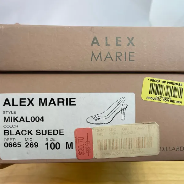 Alex Marie Pump Heels 10M Black Suede Slingback Button Detail Country Club - Image 10