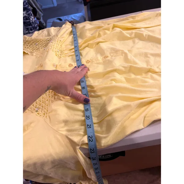 Vintage Yellow Floral Embellished Nighty Sleep Dress Cottage Size XL The Paragon - Image 10