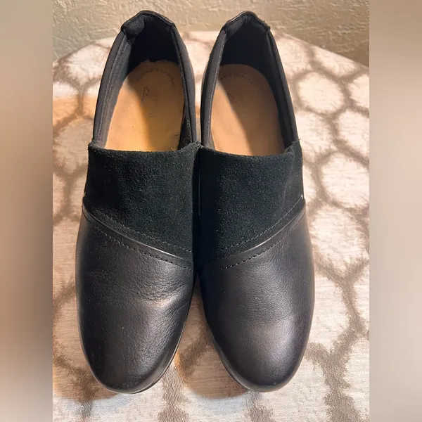 Clarks Collection Black Leather Suede Women's Heels 8.5 - Image 10