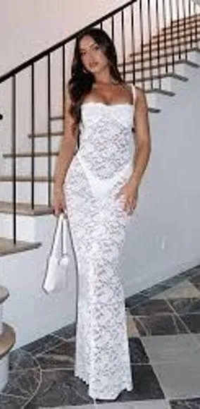 New WHITE FOX XS Lace Sheer Maxi Long Dress Bustier Top Bodycon All My Life NWT - Image 2