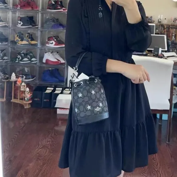 coach Mini Dempsey Bucket Bag In Signature Jacquard With Star Embroidery cp015 - Image 4