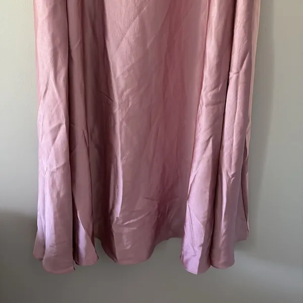 Lulus Maxi Dress Real Romantic Light Rose Pink Satin Strapless Flowy Size S - Image 5