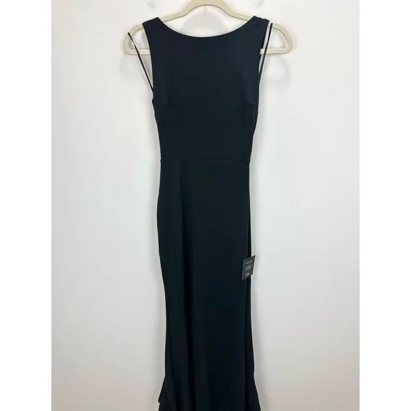 Lulus Exquisite Refinement Black Backless Bow Ruffled Maxi Dress Formal XS NWT - Image 8