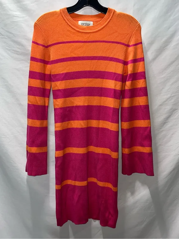 Striped Orange and Fuchsia Knit on‎ Dress flared sleeves small - Image 2