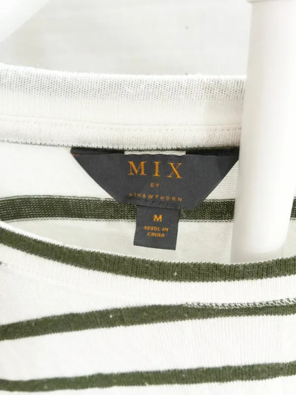 MIX Stitch Fix Green White Striped Raglan Top Transition Fall Light Sweater - M - Image 5