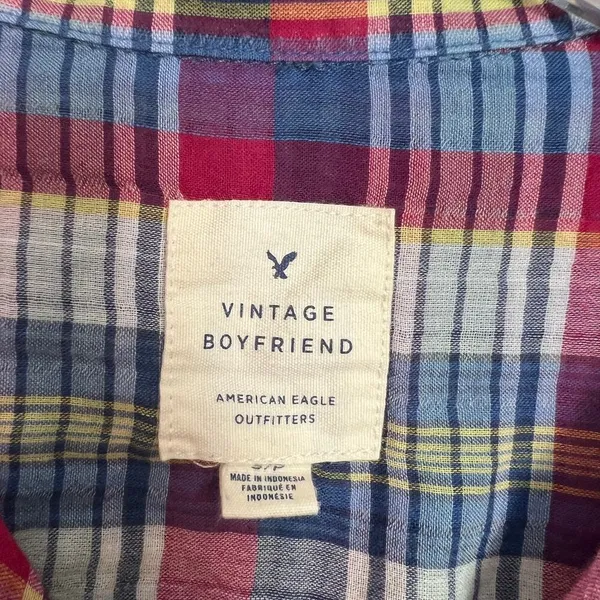 American Eagle Vintage Boyfriend Plaid Women's Shirt Size Small - Image 3