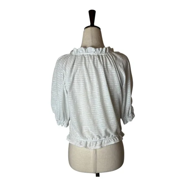 Free People Shirt Women Medium‎ White Dorothy Puff Sleeve Cropped Top Boho - Image 3