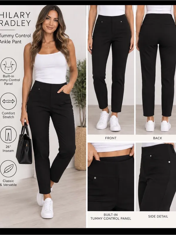 Hilary Radley Black Ankle-Length Tummy Control Pants - Image 2