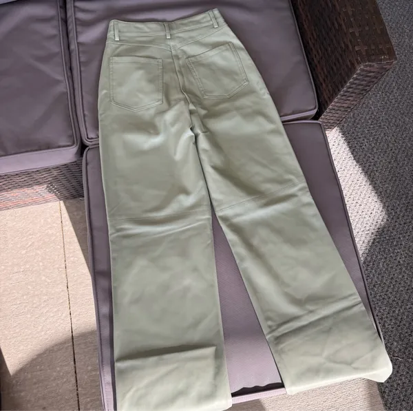 Zara Light Green Leather Pants - Image 5