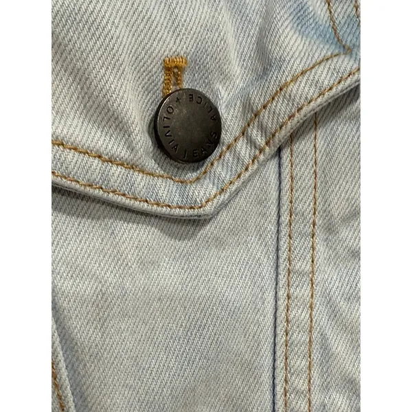 Alice + Olivia Jeans Two Tone Double‎ Jacket Spring Personality Denim Blue - Image 4