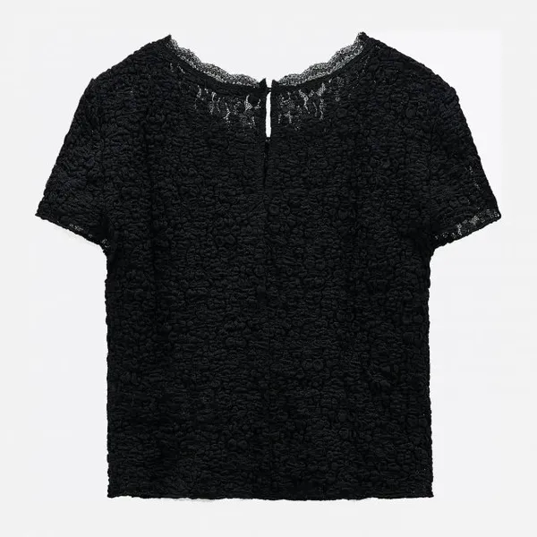 Zara New With Tag Lace Mesh Black Top Perfect For Layering Size XLarge - Image 4