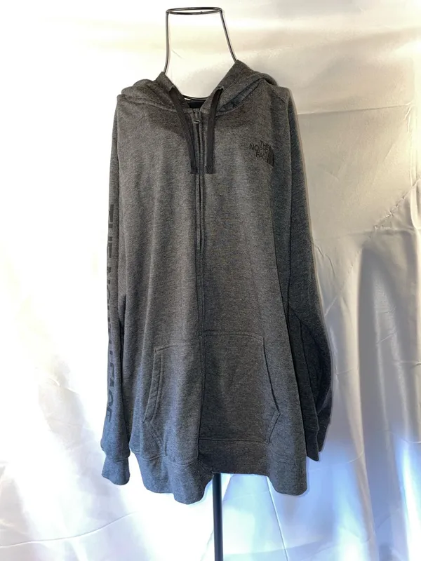 The North Face womens Heather Gray Zip-Up Hoodie size XXL sweatshirt top - Image 2