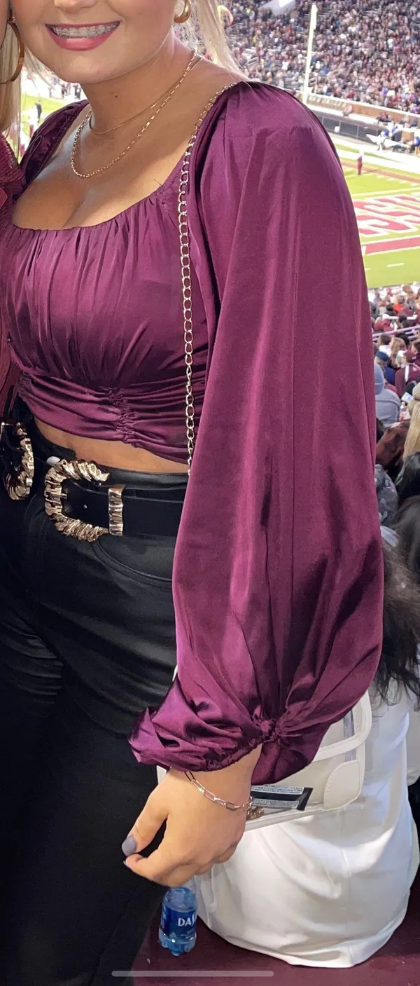 Satin Maroon Blouse Red - Image 2