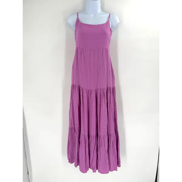 Haute Hippie Style Maxi Dress Womens S Purple Tiered Boho Cottagecore Bow Back‎ - Image 2