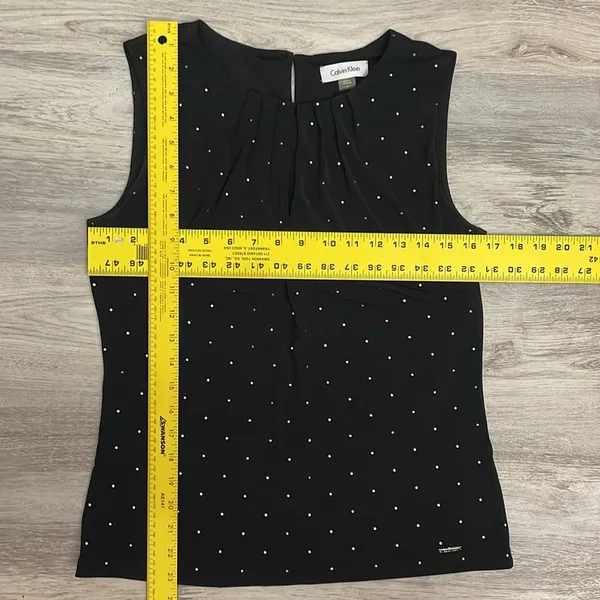 Calvin Klein Black Silver Studded Sleeveless Keyhole Back Tank Top Size Small - Image 11