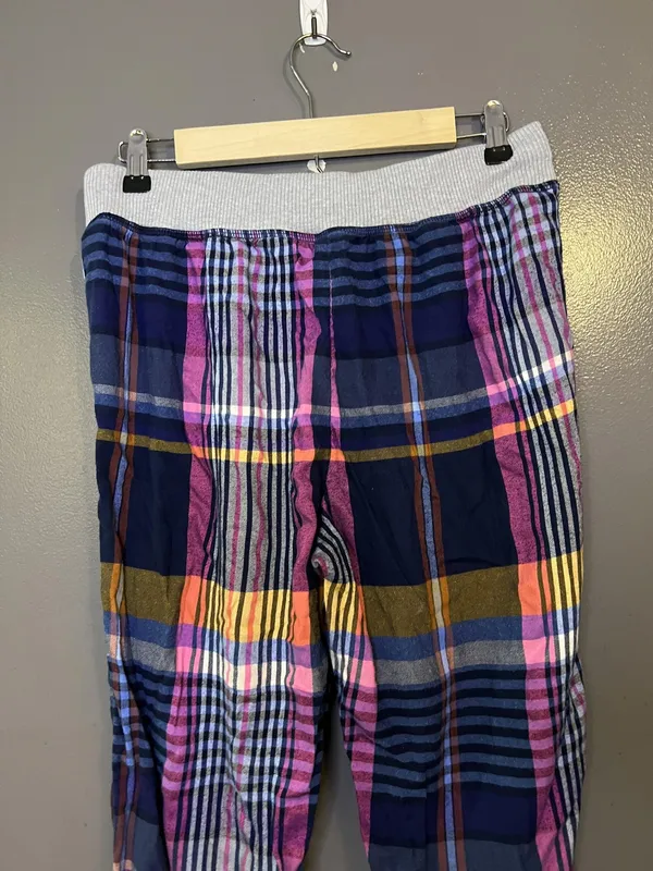 Aerie Pants Womens Small Multicolor Plaid Lounge Jogger Drawstring Cuffed Sleep - Image 5