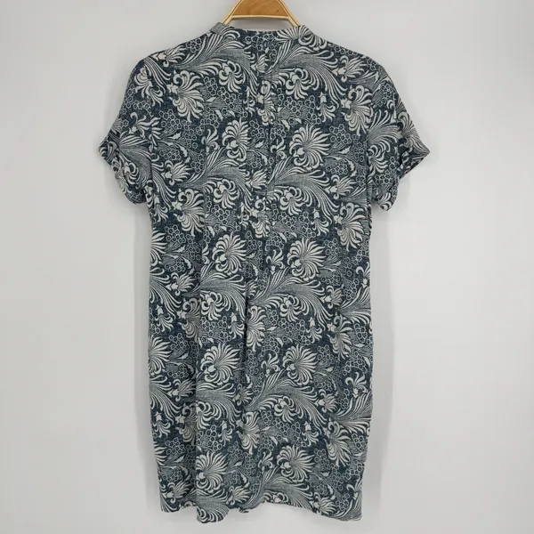 Faherty Gemina‎ Dress Size Small Blue White Printed Linen Blend Beachy Coastal - Image 7