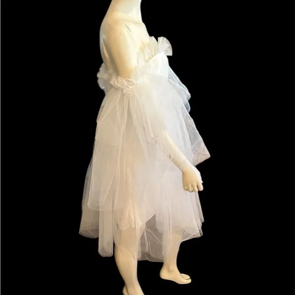 Beautiful Babydoll On or Off Shoulder Short Wedding Dress White L-XL NWT - Image 3