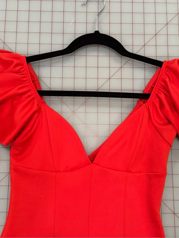 ASOS Red Flutter Sleeve V-Neck Maxi Gown - Image 11