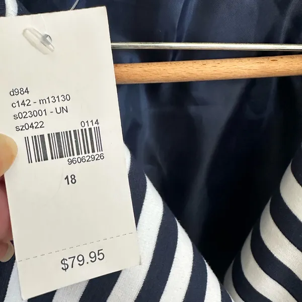 Lane Bryant Navy and White Striped Blazer Moto Zip 18 New - Image 2