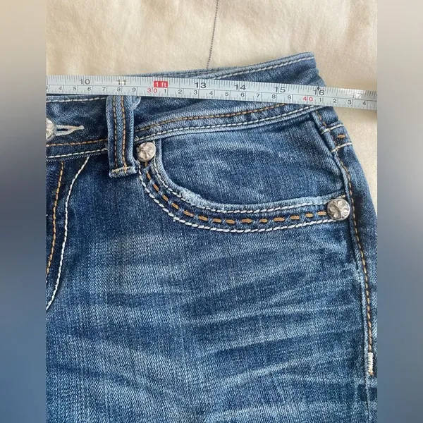 Miss Me JW5307B7 Low Rise Bootcut Jeans Y2K Western Rhinestone Embellished Sz 30 - Image 7