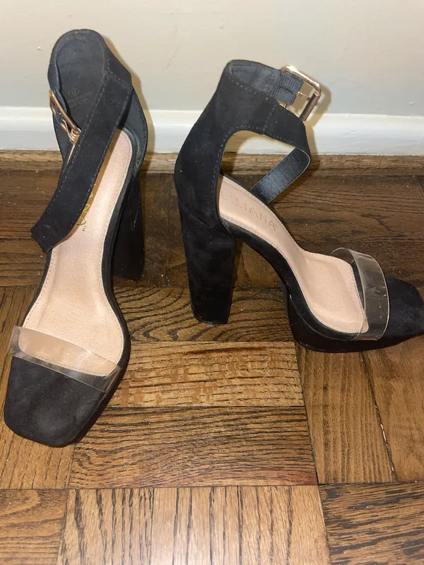 These Three Boutique Velvet Clear Heels - Image 2