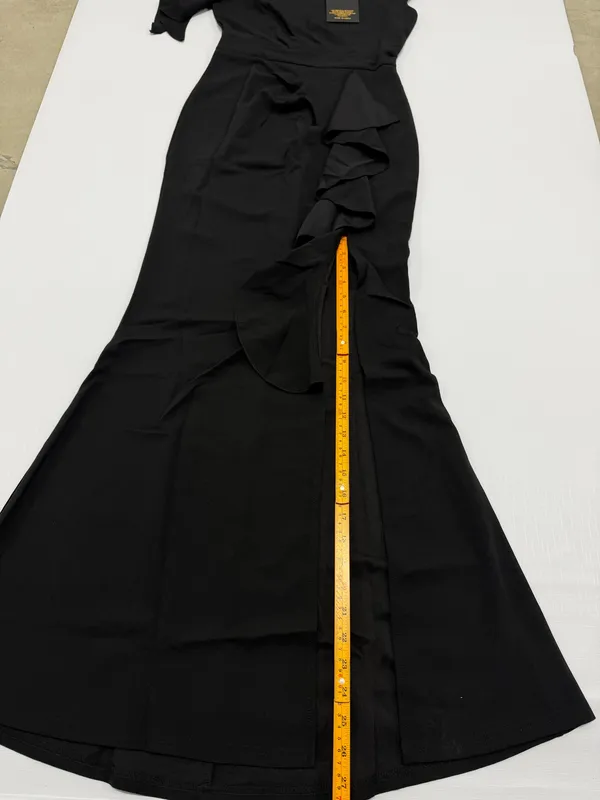 WOOSEA Womens Black High Split Ruffle Bodycon Evening Gown Dress Size S NWT - Image 4