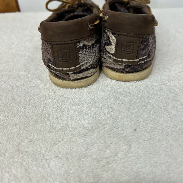 Sperry Brown Snake-Print Moccasin Loafers with Tan Laces - Image 6