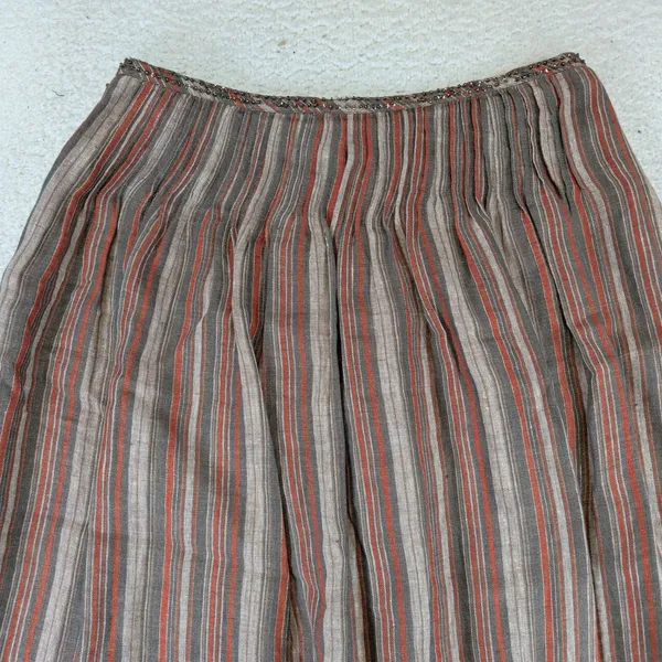 Weekend Max Mara Linen Striped Sequin Embroidered Midi Skirt Brown Grey 6 - Image 5