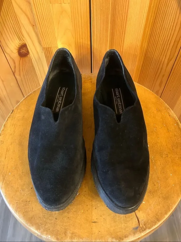 Stuart Weitzman Women's Black Suede Slip On Loafers Shoes Size 8 - Image 2