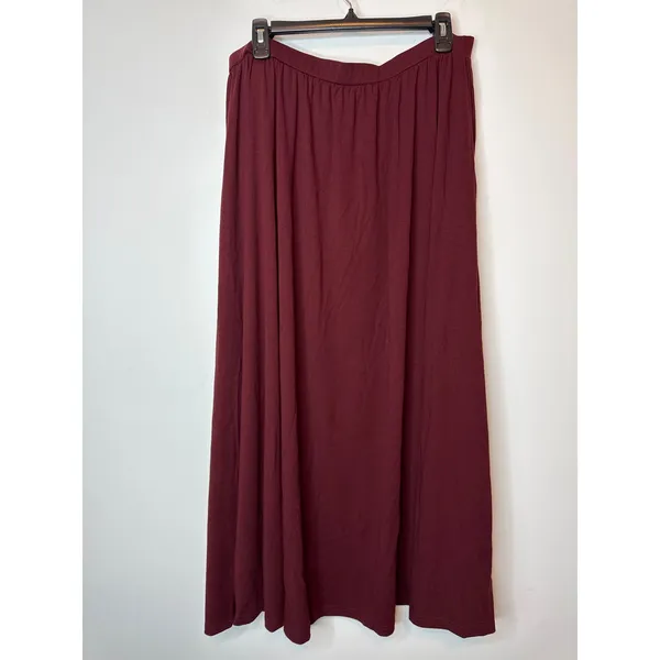 OGL Women Size XL Ruby Red A-Line Midi Skirt Flowy Pull-On Casual Comfort - Image 2