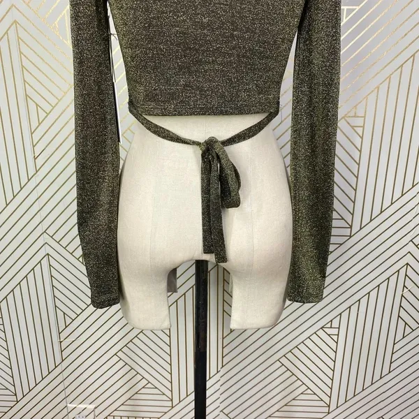 REFORMATION Jupiter Metallic Crop Top‎ In Black Sparkle Size US Small - Image 10