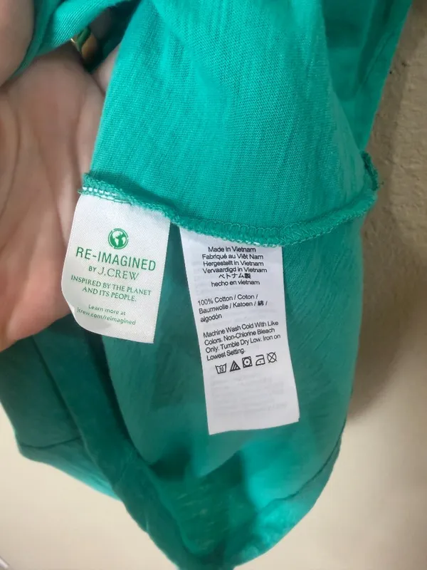 J. Crew VIntage Cotton V Neck Tee T Shirt Size XXS Bright Green - Image 4