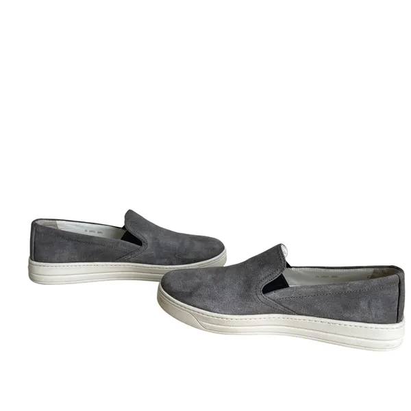 Prada Gray Suede Slip On Sneakers Womens 7 Leather Lined - Image 13