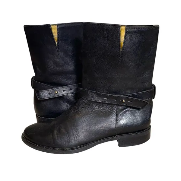 Madewell The Biker Black Leather Slip-On Moto Grunge Biker Ankle Boots Size 7.5 - Image 4