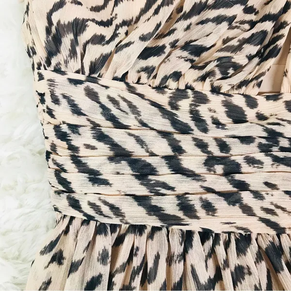 GIANNI BINI Leopard Print Maxi Dress One Shoulder Long Sleeve Black Tie Size 2‎ - Image 7