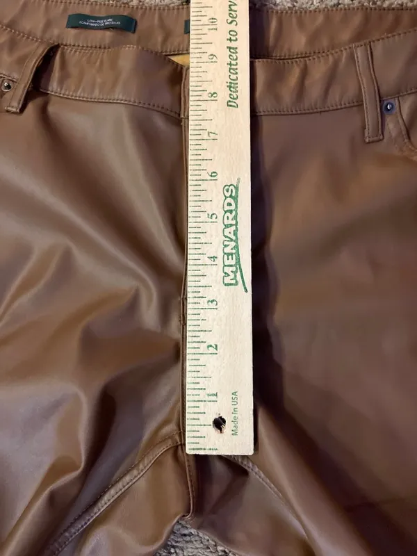 Wild Fable Faux Leather Flare Pants Womens 16 Brown Low Rise Leather Used - Image 11