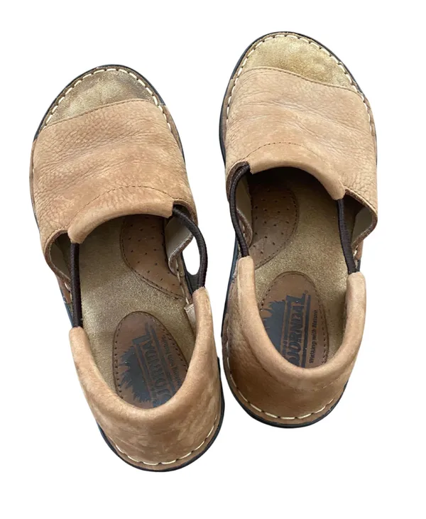 Amazing vintage 90s beige leather slip on peep toe sandals 🔥 - Image 2