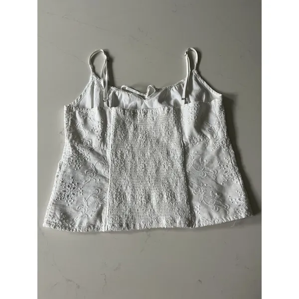 Abercrombie Fitch Womens Milkmaid Cottage Babydoll Tank Top Medium White Eyelet - Image 3