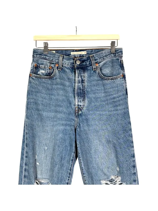 Levi's Ribcage Straight Ankle Distressed Jeans Size 28 - Image 4