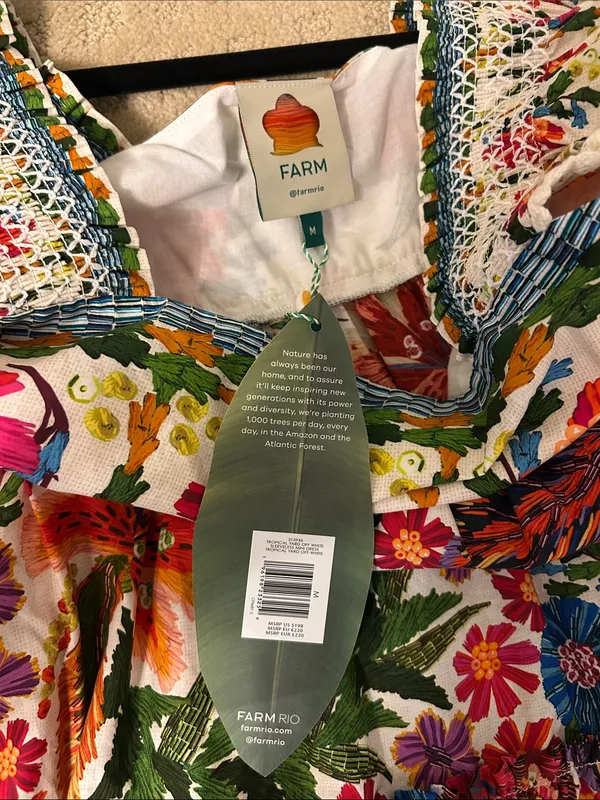 NWT FARM Rio Off-White Tropical Yard Sleeveless Mini Dress, Medium - Image 5