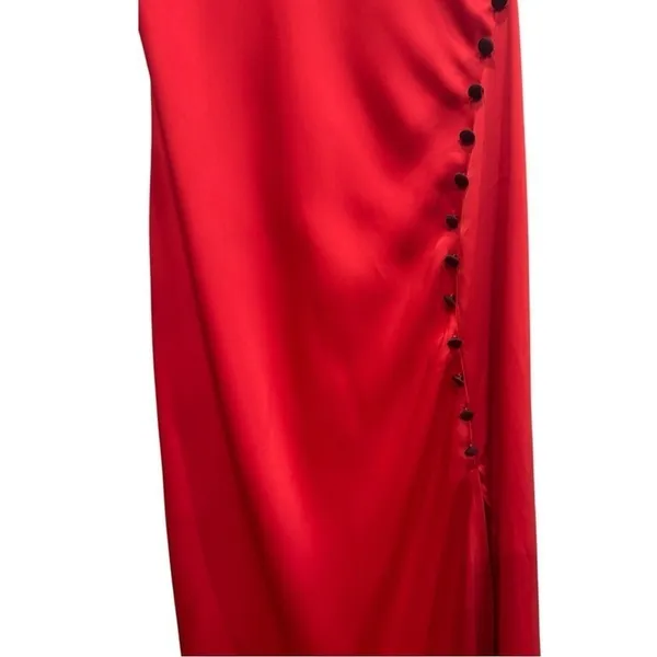 Anthropologie Maeve Cap Sleeve Cowl‎ Neck Slip Red Side Slit Midi Dress XS P - Image 5